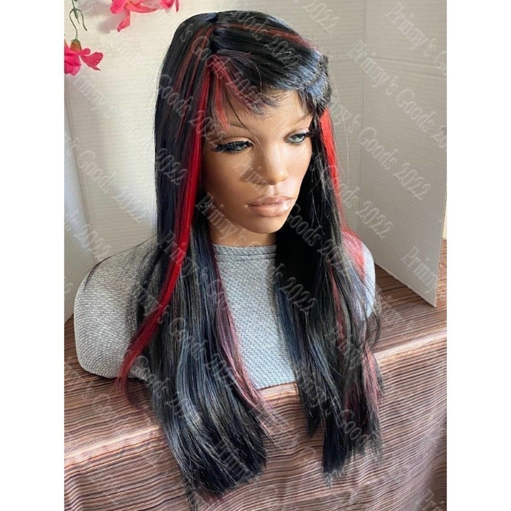 Synthetic Lace Front Wig China Bangs Long Layered Color Jet Black/ JJ 18" Hair